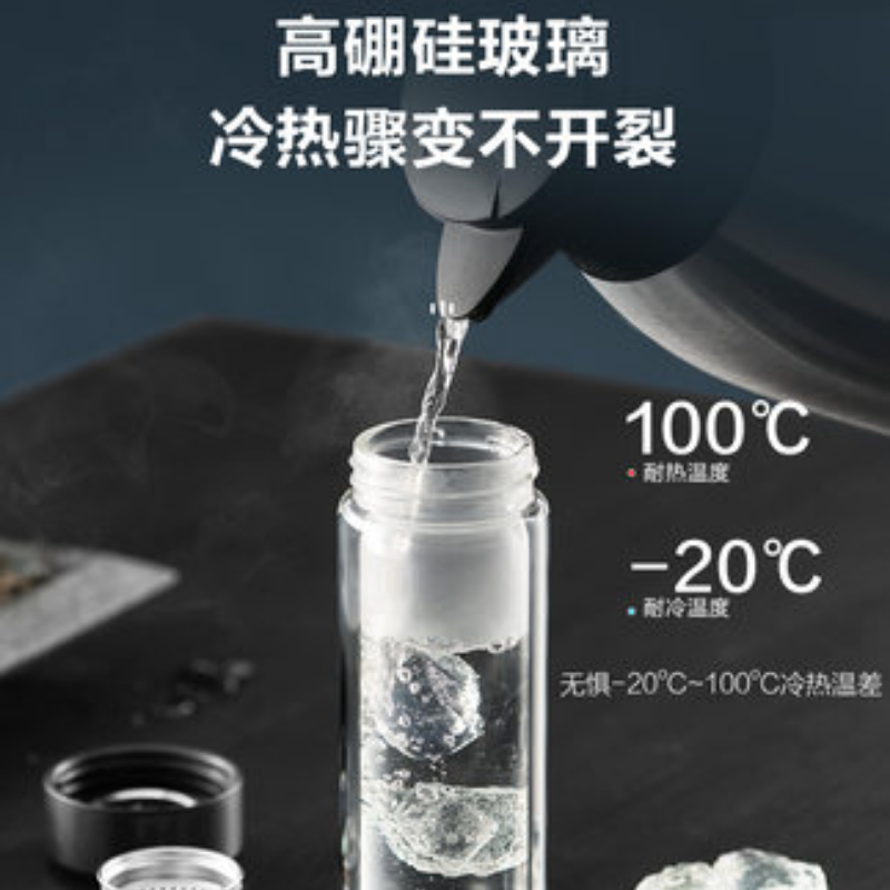 苏泊尔简系列高硼硅耐热双层玻璃杯办公室男女士商务简约泡茶杯高清大图