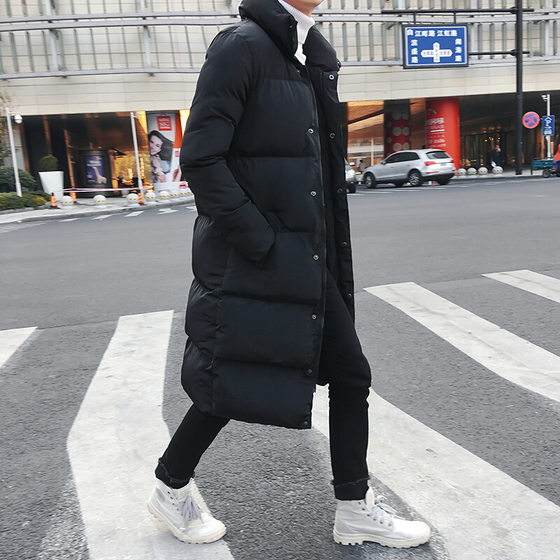 男士中长款加厚冬季大衣韩版潮修身服冬天外套