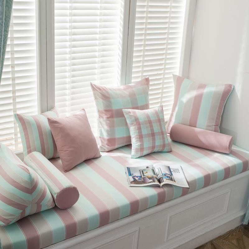 BONJEAN北欧高密度海绵飘窗垫窗台垫定做沙发垫条纹阳台榻榻米垫卡座 格条63cm飘窗垫