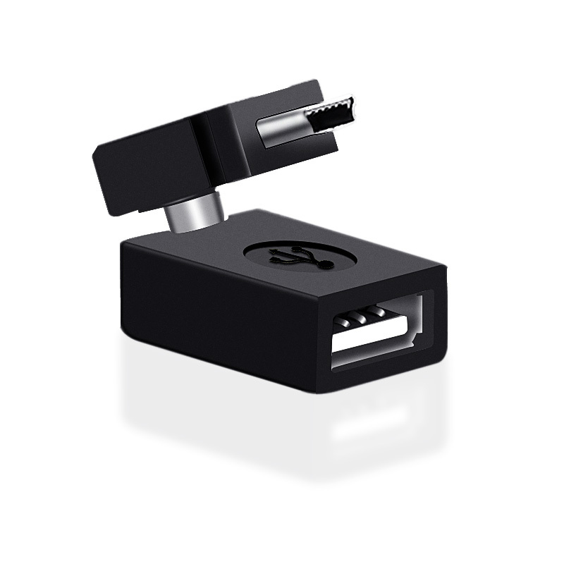 车载360度旋转otg转接头汽车音响车载u盘连|MiniT型接口车载OTG[流光银][12cm]+[安全锤咖啡色] 1m