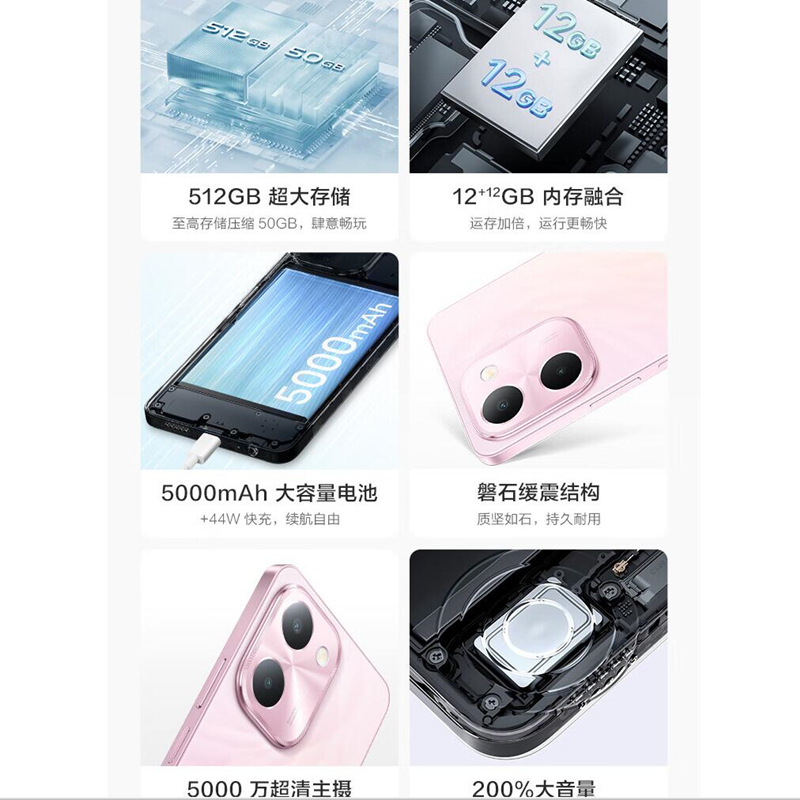 vivo Y100i 皓夜黑 12GB+256GB 天玑6020 5G芯 5000mAh电池 44W充电 5000万高清影像 5G全网通手机 Y100高清大图