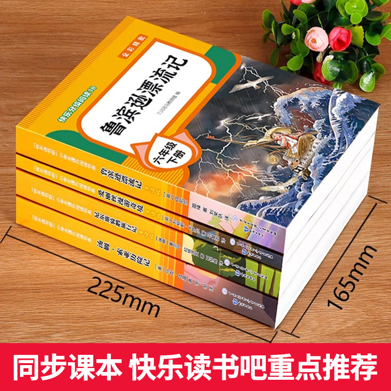 [5本]六年级下册+同步字帖 [正版]全套4册 鲁滨逊漂流记六年级下册的课外书阅读原著完整版汤姆索亚历险记爱丽丝漫游奇境
