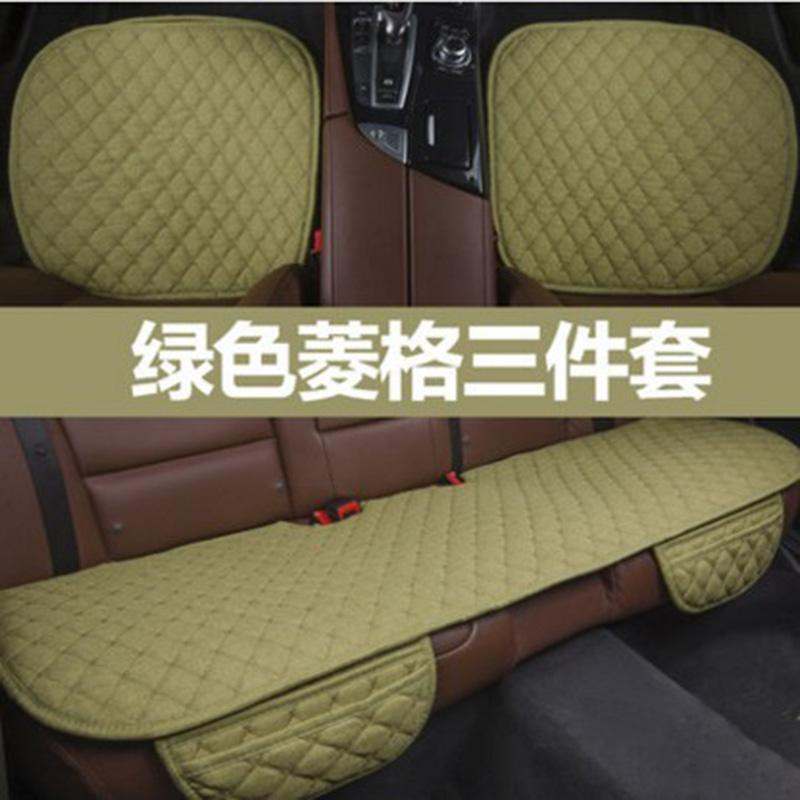 适用于冬季毛绒汽车坐垫单片无靠背三件套四季通用单座垫亚棉麻后排2
