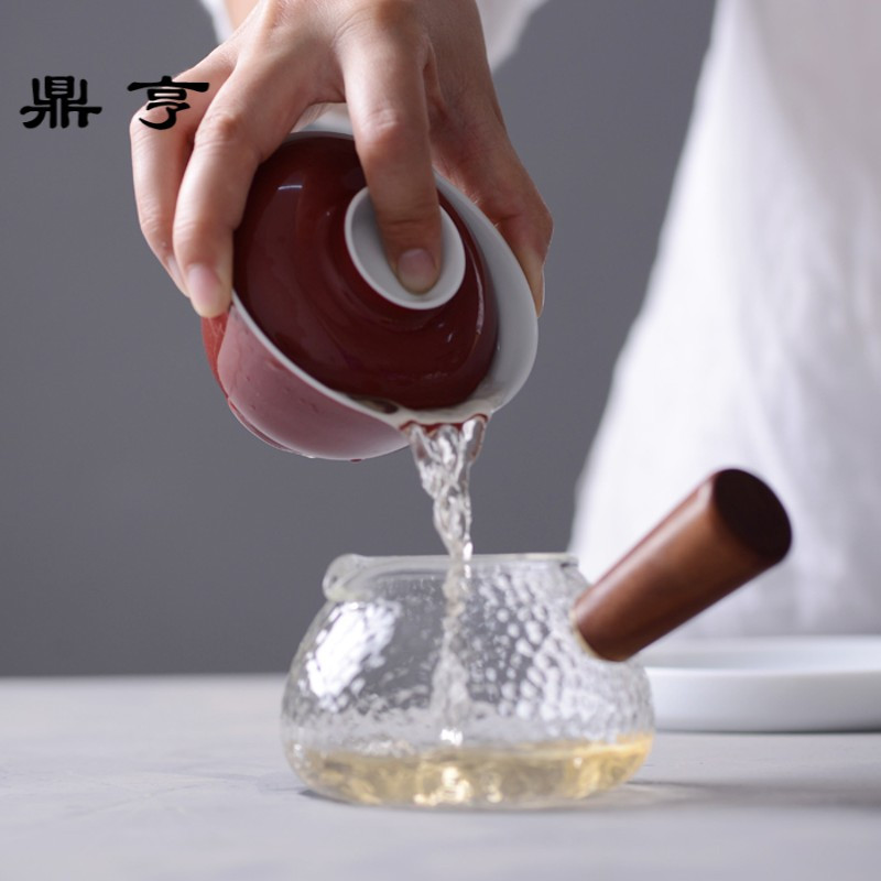 鼎亨霁青 霁红 盖碗 陶瓷 全手工 景德镇 茶杯 茶碗 泡茶碗 干泡