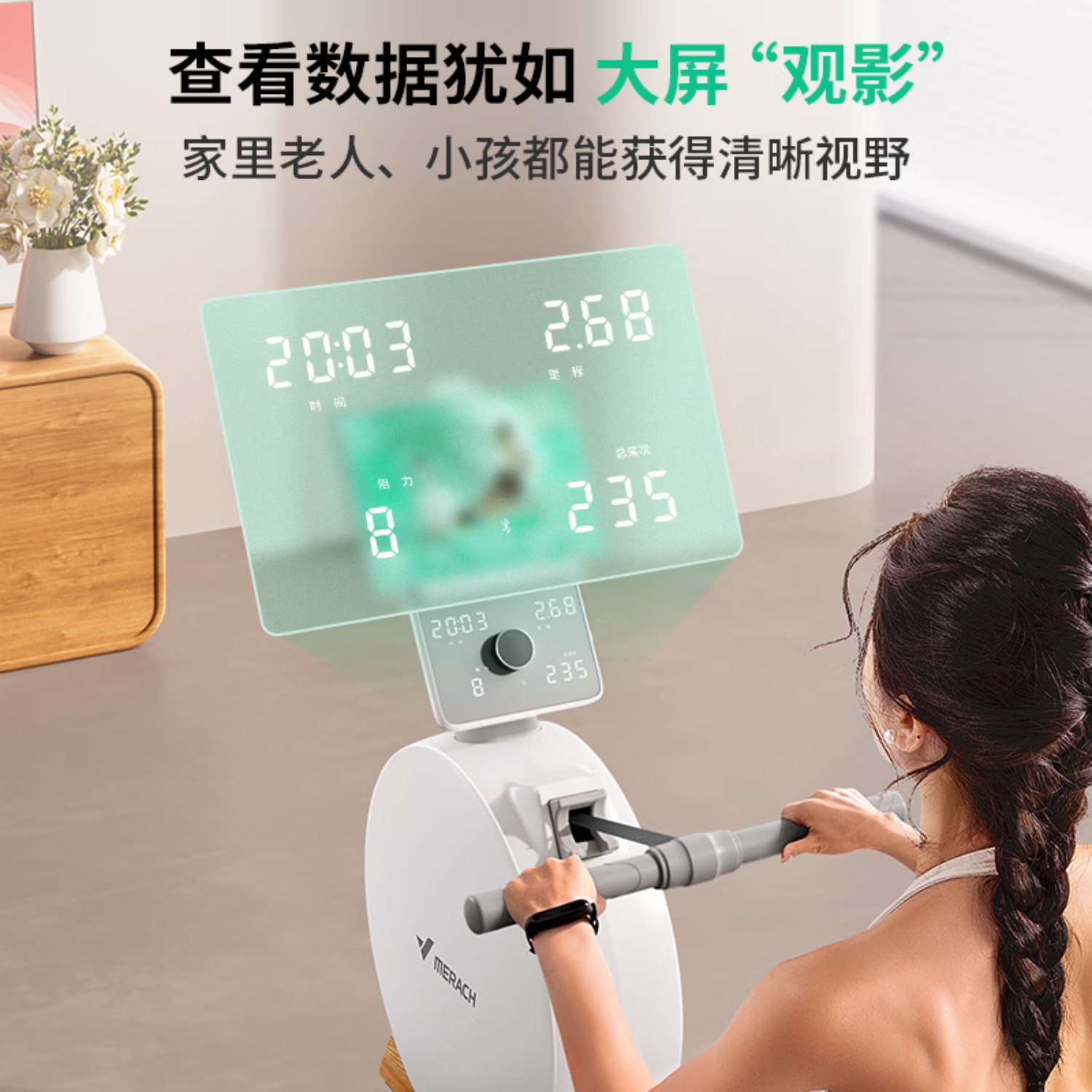 麦瑞克(MERACH)划船机家用智能调阻磁控室内有氧无氧运动健身器材Q3 MR-R21W2高清大图