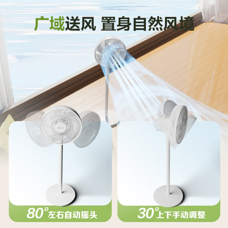 格力(GREE)[全新升级]双层12扇叶轻音立式电风扇家用柔风落地扇台式桌面风扇大风量节能宿舍电扇 FS-3015h7高清大图