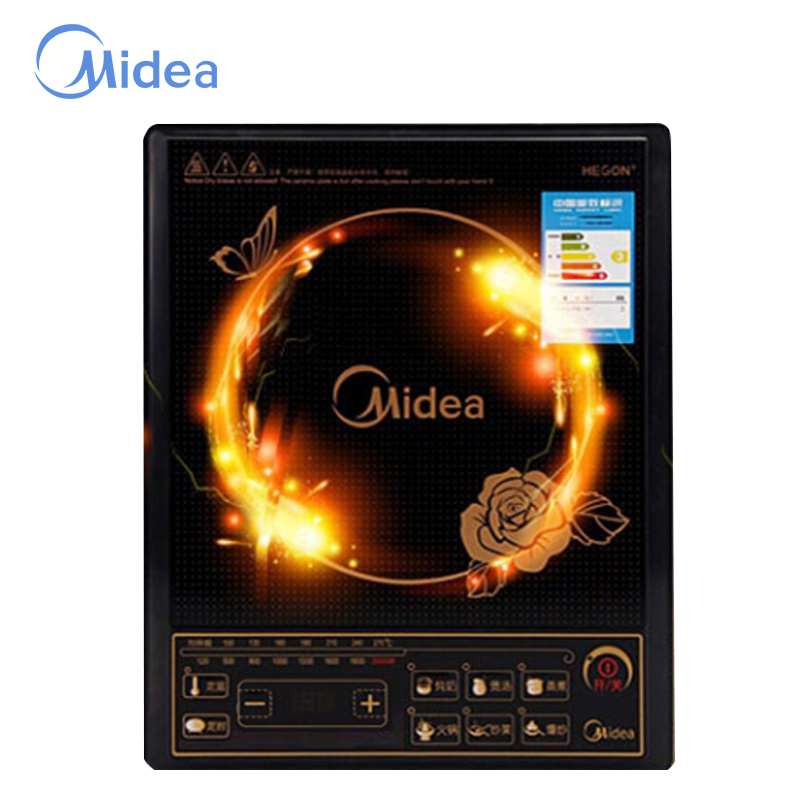 美的（Midea）电磁炉HK2002家用家用饭店餐馆火锅按键式电磁灶大火力防水火力档位8档微晶面板2000W