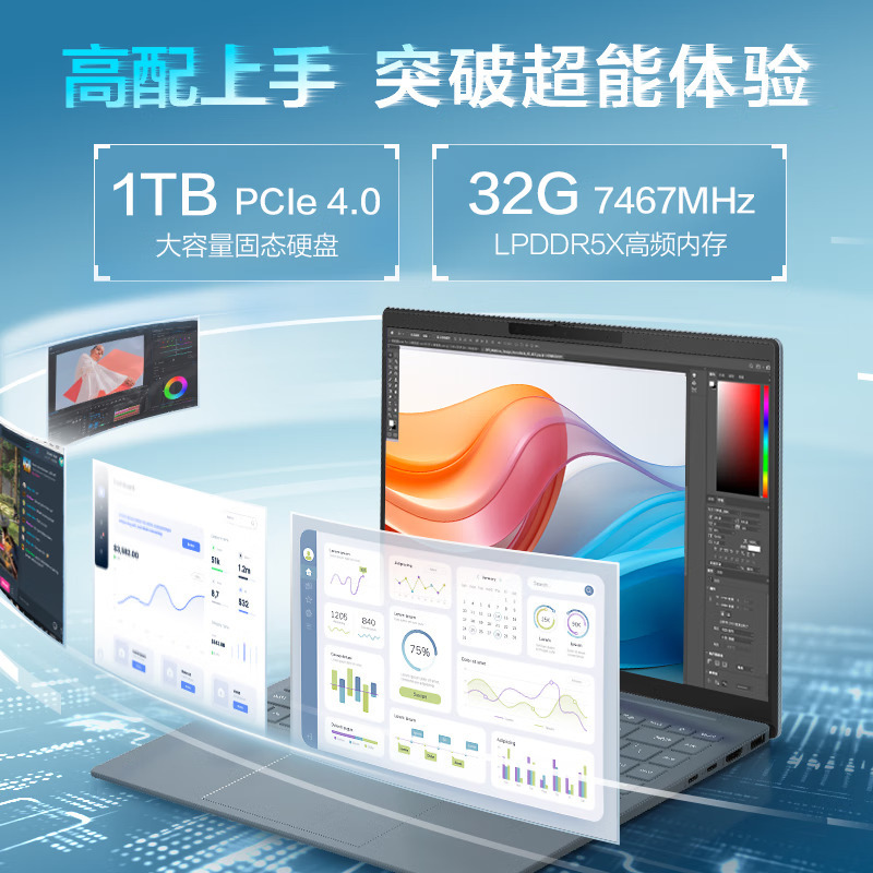 惠普HP 星Book Pro 14-ew1058TU 14英寸AI轻薄本战力本笔记本电脑(酷睿Ultra5-125H 32GB内存 1TB固态 2.8K 120HZ OLED屏)蓝