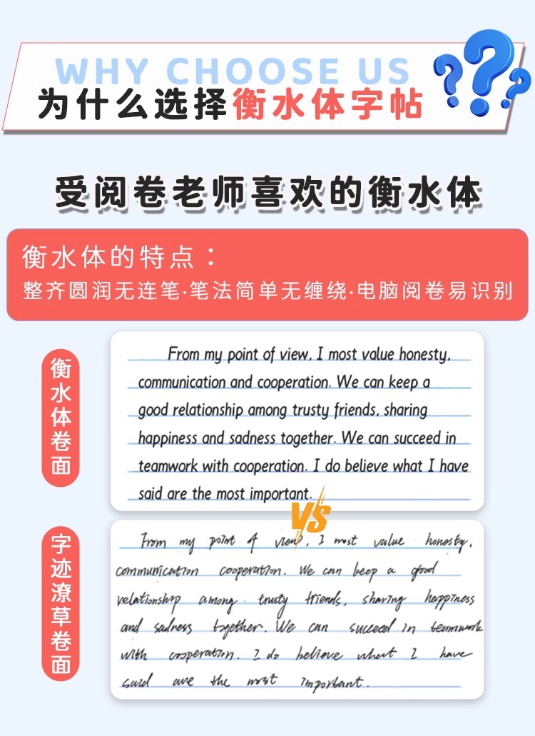 高考英语 易考范文精选(衡水体) [正版]衡水体英文字帖高中版高考英语易考范文精选练字帖衡水字体高分写作钢笔临摹描写硬笔高清大图