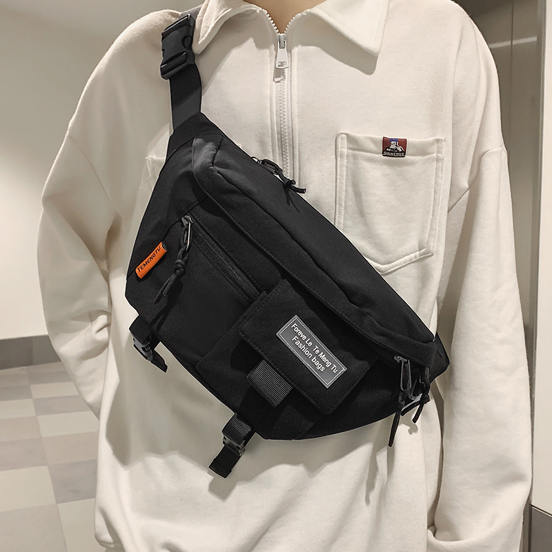 领头鸟腰包斜挎包男潮牌日系简约胸包男士背包ins潮单肩包学生百搭