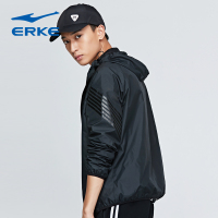 鸿星尔克(ERKE)男士运动服外套2018新款休闲夹克连帽防风衣茄克51218308033