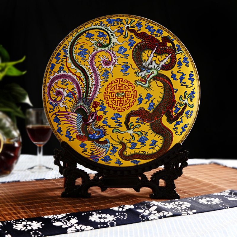 景德镇陶瓷器 瓷盘摆件中式花鸟装饰盘子挂盘 家居客厅工艺品摆设 三维工匠 貂蝉拜月+非常高清大图