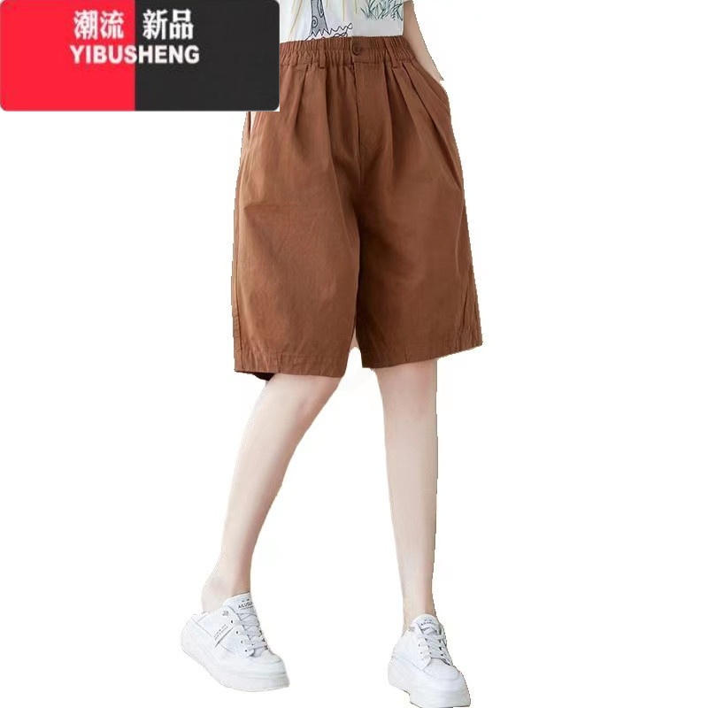 YIBUSHENG中老年女装妈妈裤子大码工装短裤女薄款休闲宽松显瘦阔腿裤子高清大图