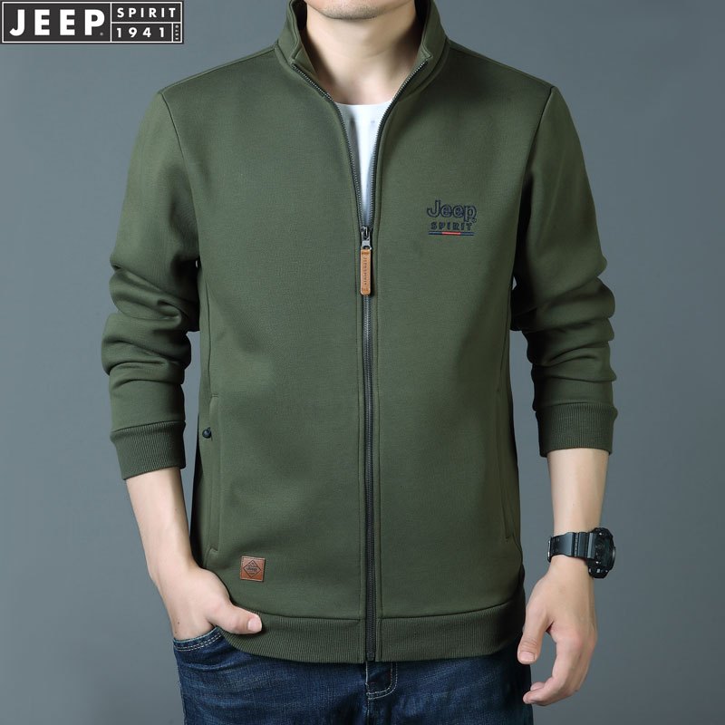 JEEP SPIRIT吉普夹克男纯棉立领开衫男装商务休闲上衣夹克衫卫衣男秋冬百搭外套
