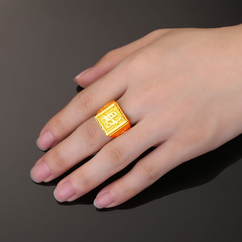 冠霸黄金戒指男发财戒指足金999戒指指环男方戒3d硬金戒指结婚
