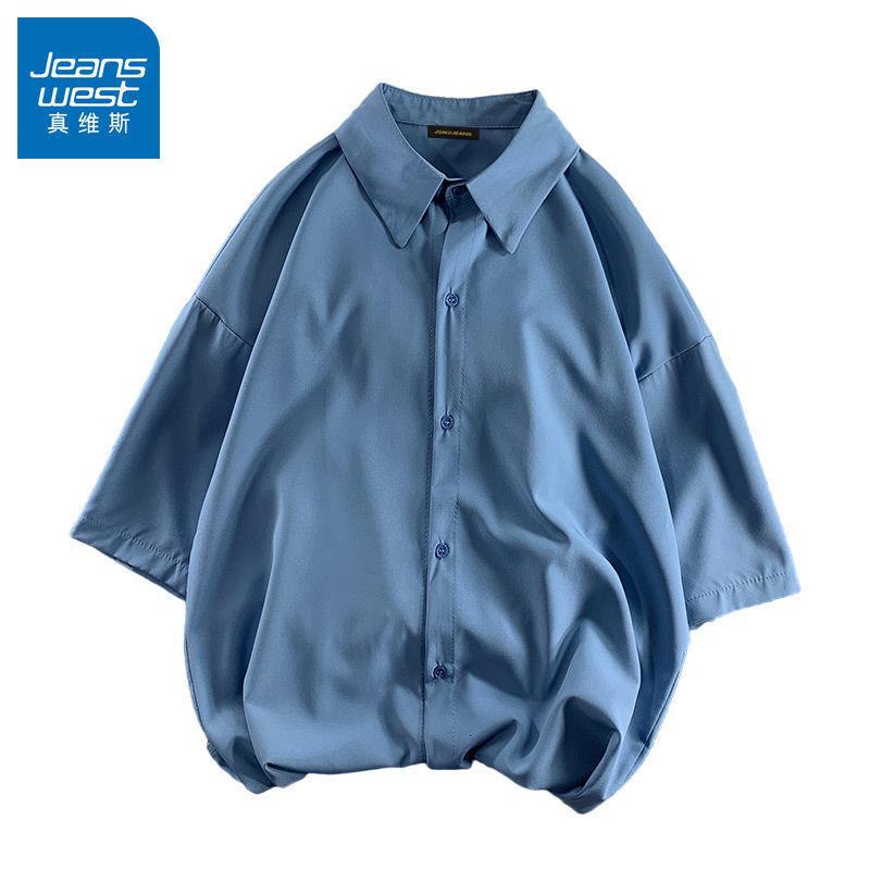 真维斯旗下JSW衬衫男士短袖冰丝夏季薄款高级感宽松垂感衬衣港风