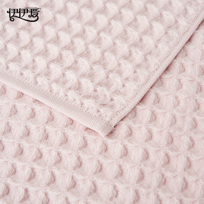 伊伊爱 YBH25235 蜂巢格毛巾 粉色高清大图