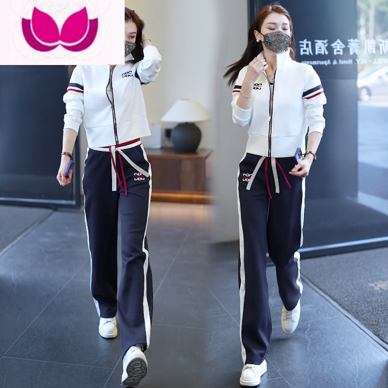 七斓早春休闲运动套装女宽松显瘦2023新款减龄气质卫衣阔腿卫裤套高清大图