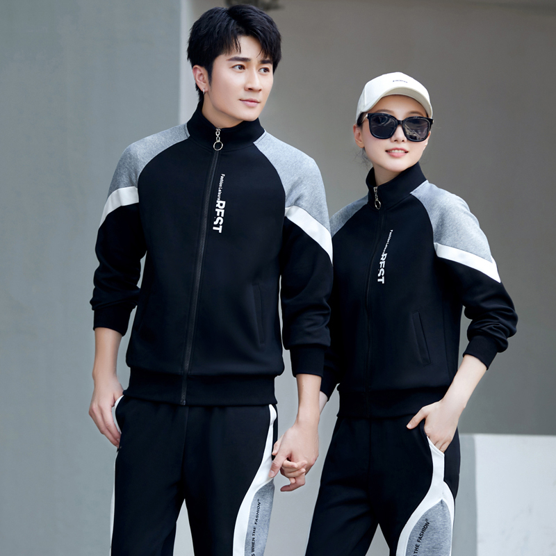 均妮运动套装男春秋情侣三件套休闲秋装卫衣运动装女跑步运动服套装男