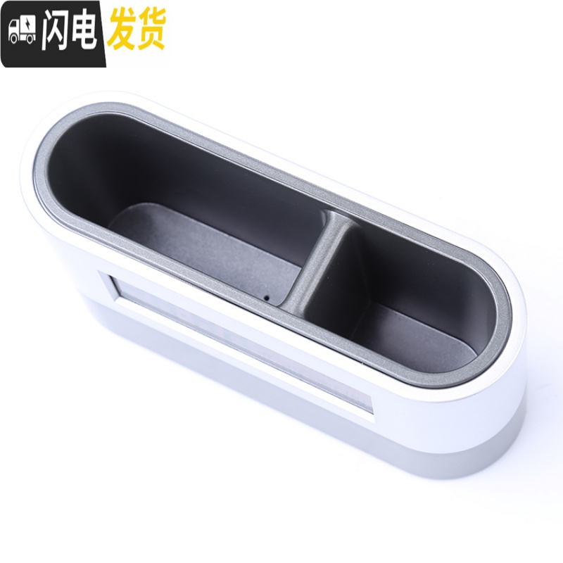 三维工匠多功能电子笔筒创意时尚办公万年历时钟学生商务简约定制可爱闹钟 银色高筒款高清大图
