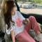 美动态大码女装印花T休闲裤两件套2022新款胖mm藏肉显瘦休闲套装