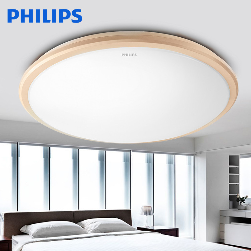 J飞利浦(Philips) 恒丽12W 暖光金边 LED 吸顶灯圆形 简约现代亚克力卧室灯