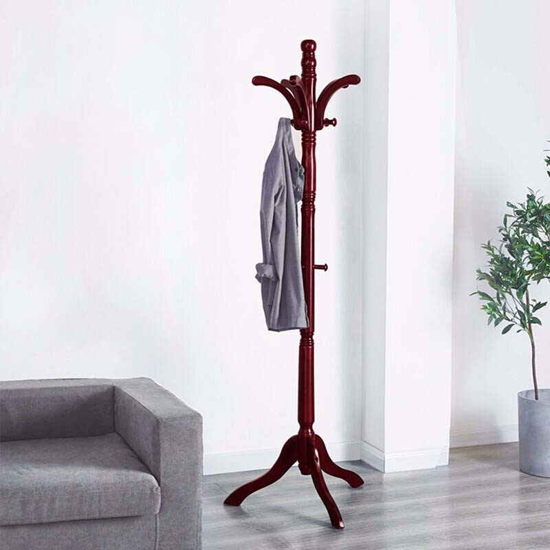 企购优品高档木挂衣架落地办公室典雅衣架视频