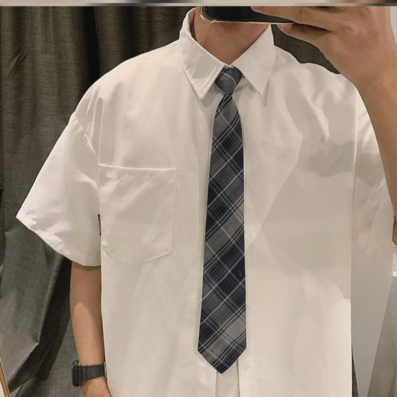 女生休闲纯黑格子领带jk男生dk衬衫领结学院风韩版ins懒人免打潮黑格