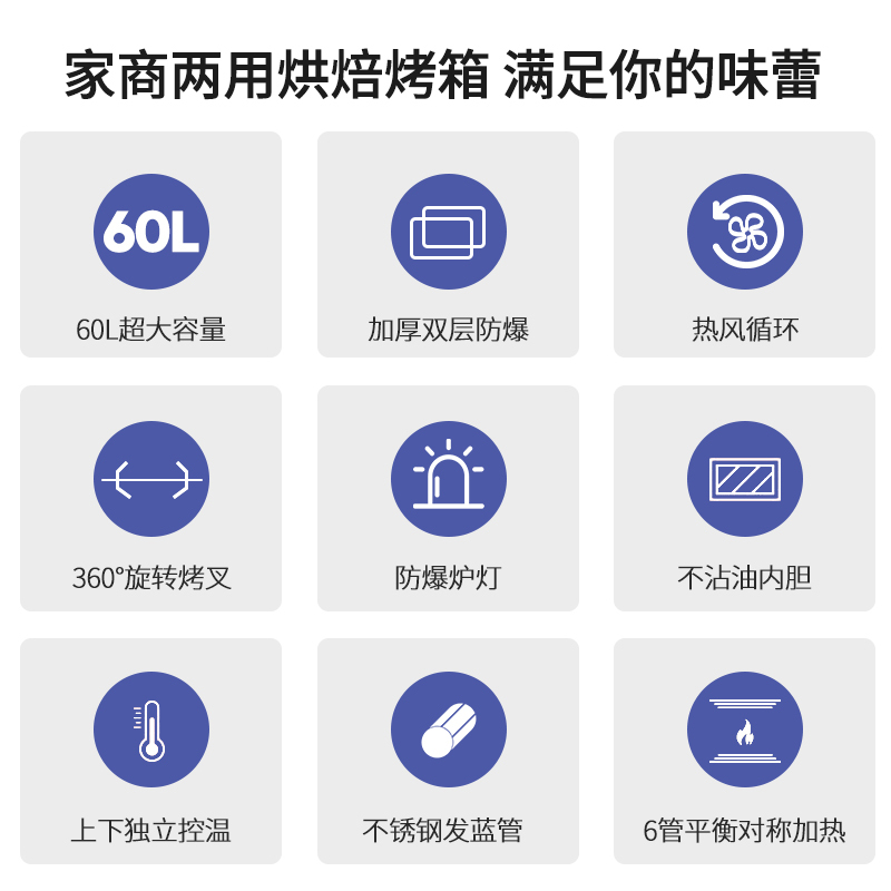 格兰仕galanz电烤箱家用商用烘焙大容量多功能全自动空气炸风炉60升
