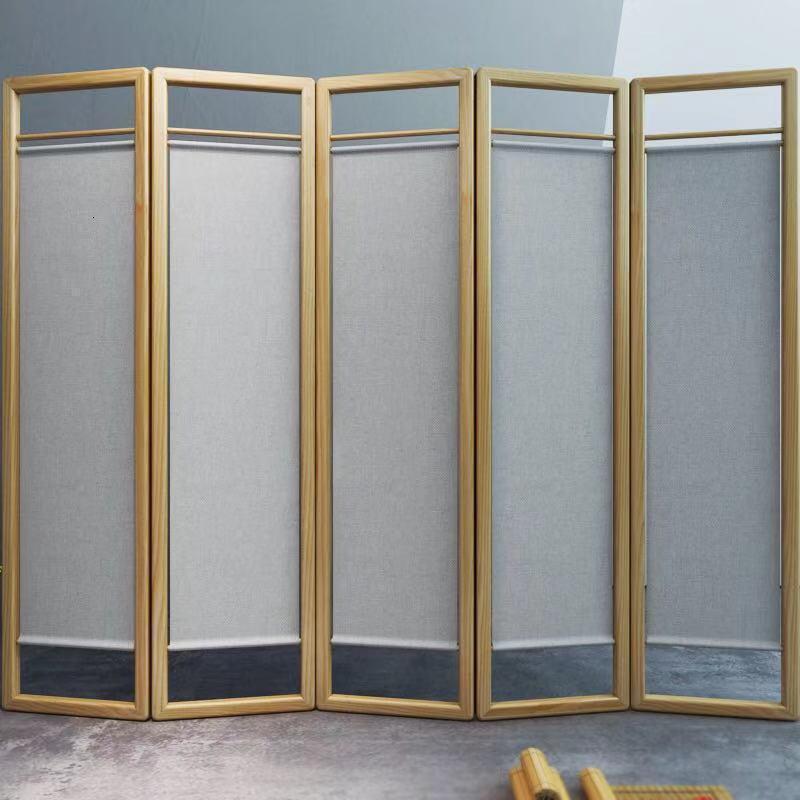 森美人布艺屏风新中式黑胡桃实木隔断客厅卧室办公室胡桃木现代简约折屏 黑胡桃材质4片一组