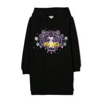 高田贤三(Kenzo)女童徽标装饰连帽长袖套头卫衣户外休闲百搭运动 8Y 黑色