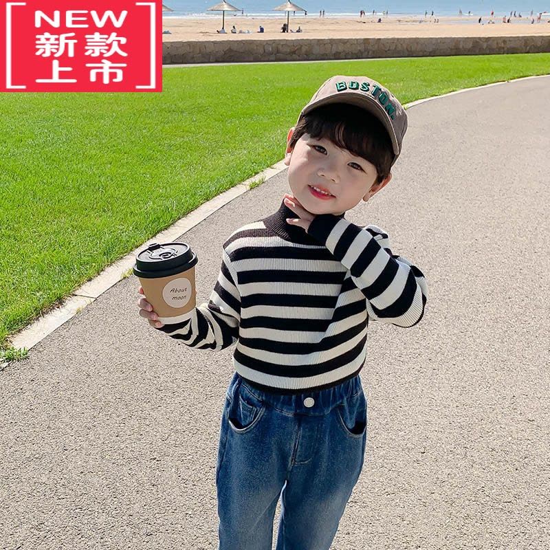 可莉允男童毛衣秋冬款小童半高领针织衫加厚儿童打底衫冬季宝宝冬装上衣图片