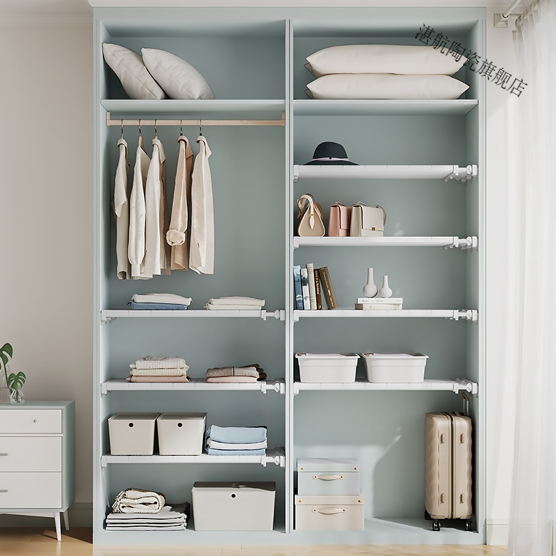 衣柜分层隔板柜子置物架橱柜伸缩分隔层架衣橱隔层收纳神器