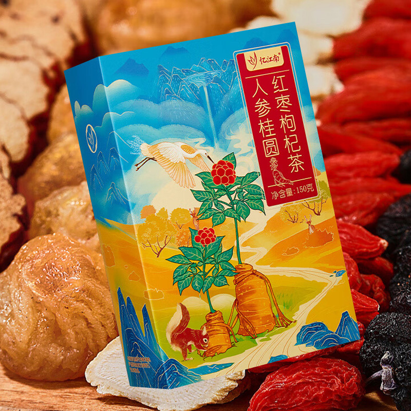 忆江南养生茶八珍桂圆红枣茶盒装人参桂圆红枣枸杞茶150g