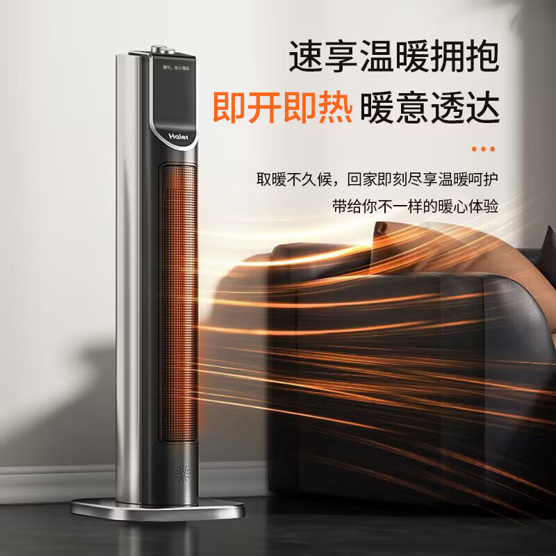 海尔(Haier)取暖器家用暖风机立式电暖器浴室热风机冷暖两用电暖风节能省电速热摇头电暖气烤火炉HN2210A
