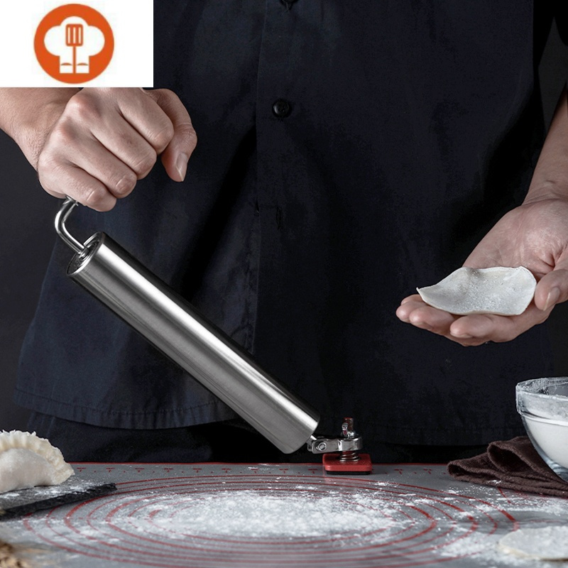 家用手杆滚轴擀面神器擀饺子皮工具304不锈钢擀面杖