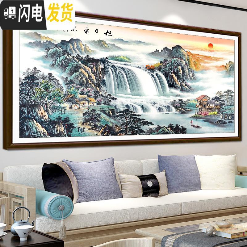 三维工匠旭日东升钻石画2019新款风景山水画满钻十字绣钻石 [满钻版]含炫彩AB钻150×70厘米[钻量多30-送9钻高清大图