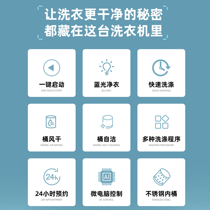 合肥荣事达管业有限公司全自动波轮洗衣机9.5kg家用宿舍用学校旅馆洗脱一体9.5kg普通款高清大图