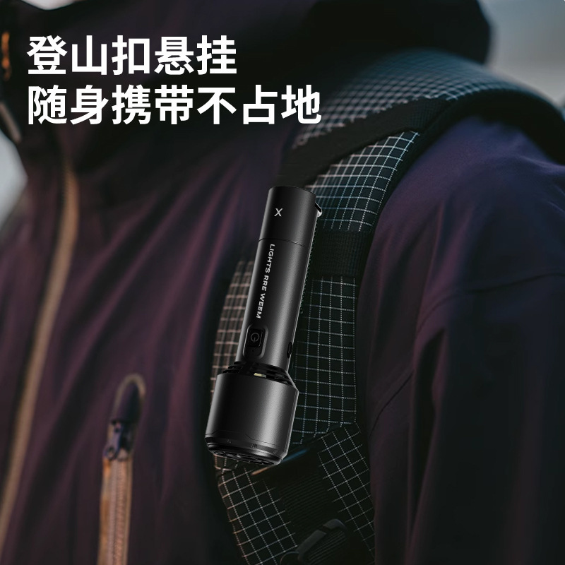 新款强光手电筒风扇充电户外远射家用小型便携登山USB露营太极扇高清大图