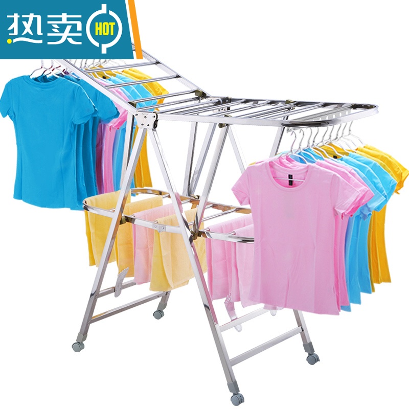 敬平晾衣架落地折叠室内家用凉衣架晒衣架卧室阳台不锈钢尿布架晒被子 810-A圆管款1.30米(无赠品) 大高清大图