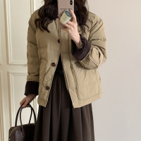 2025年新款女冬短款韩版宽松棉衣加厚小香风棉服潮流棉袄时尚外套 M 卡其色