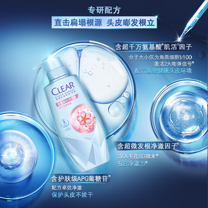 清扬(CLEAR)头皮护理净澈蓬松高颅顶氨基酸无硅油洗发露700g哈兰德球星卡高清大图