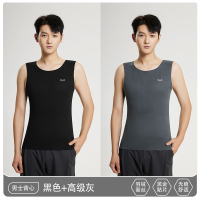 猫人羽绒蚕丝护肚贴片保暖背心男士德绒发热无痕内搭打底衣270g