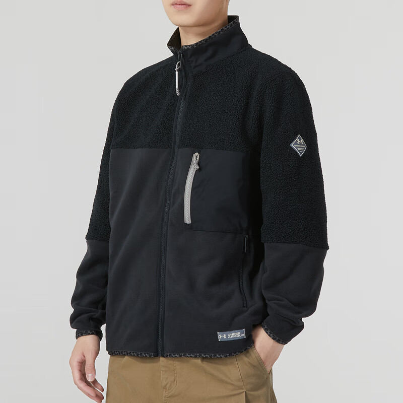 安德玛(UNDERARMOUR)男装新款时尚潮流针织夹克舒适透气户外休闲加绒外套1373277-001 ZP高清大图