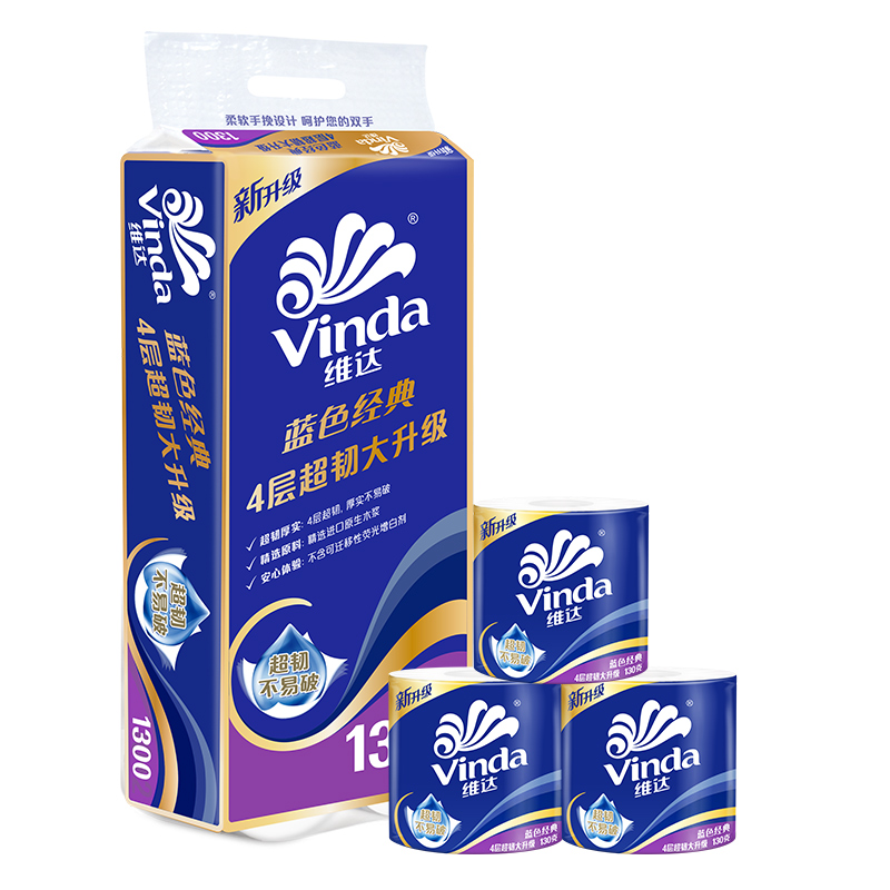 维达 VINDA 4146A 蓝色经典超韧 4层130g10卷*1提高清大图