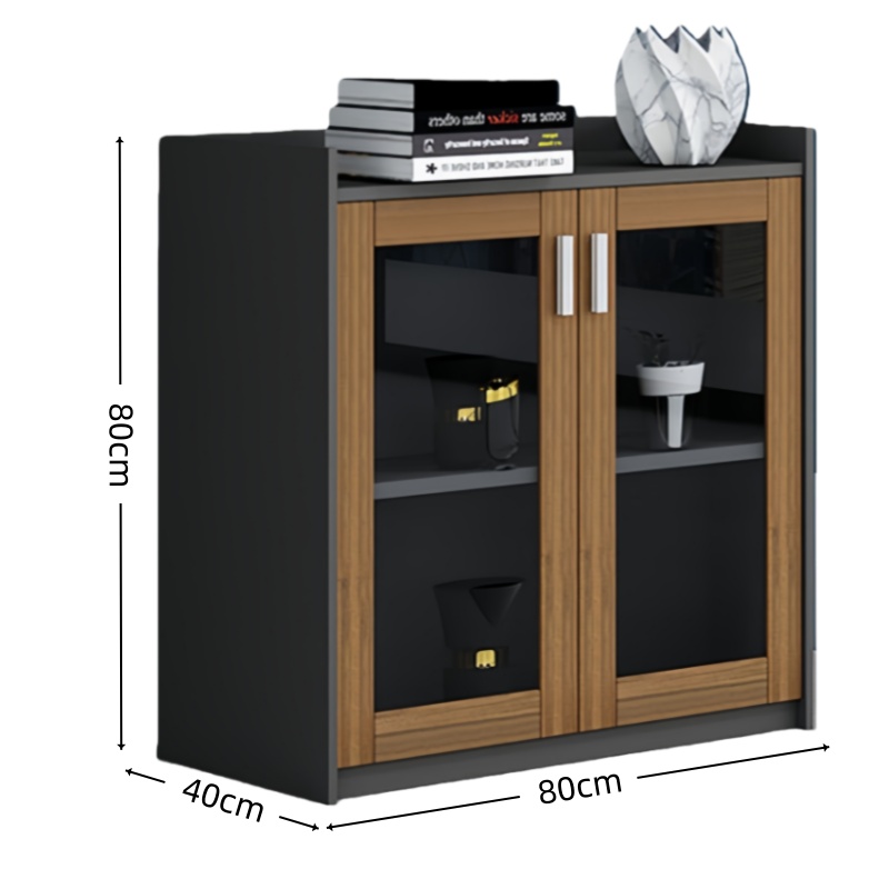 芙首泰木质矮柜二门玻璃柜80*40*80cm台高清大图