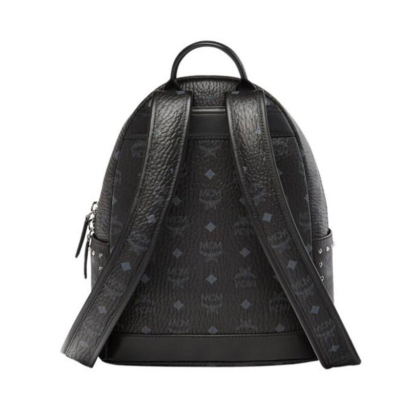 MCM 中性双肩包经典干邑色铆钉旅行背包女包时尚双肩包黑色 MMK8AVE61BK001