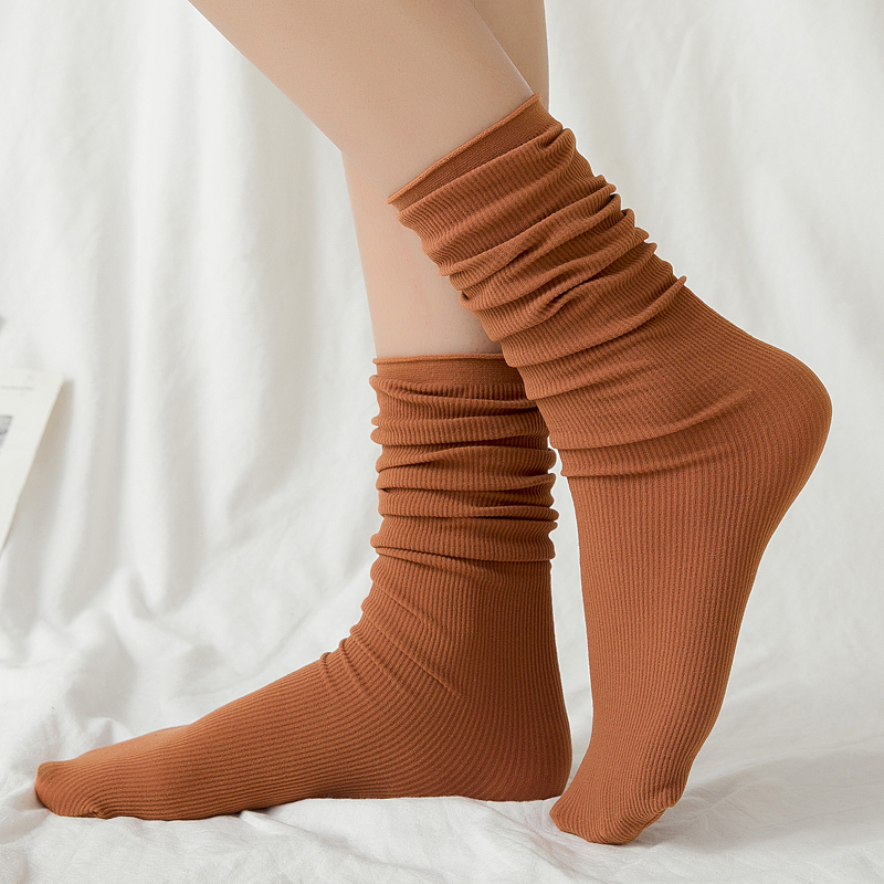 suntek夏季超薄款女士长袜堆堆袜天及膝小腿袜日系白色丝袜半截袜紫色