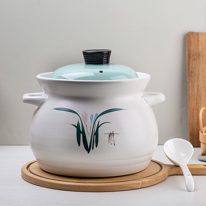 康舒经典彩釉土锅5.5L，家用彩色耐高温炖锅大容量瓦罐燃气灶明火煲汤陶瓷锅经典彩釉土锅5.5土锅L