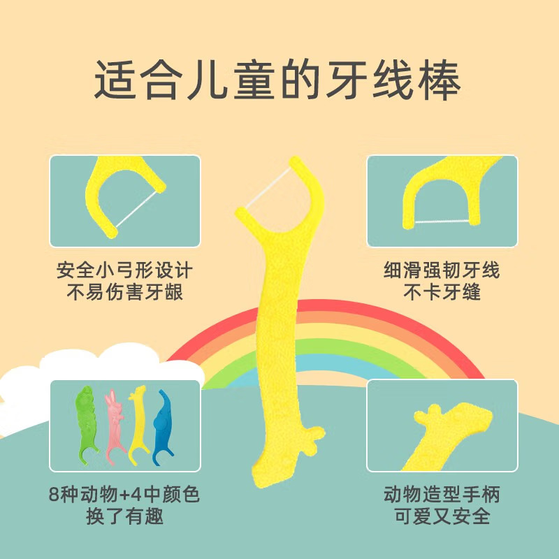 3M儿童款安全牙线棒(38支装)*1包 牙齿牙缝护理清洁儿童款高清大图